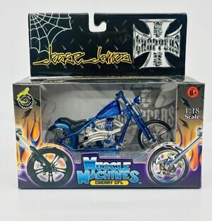Muscle Machines 1:18 Cherry CFL Blue Jesse James West Coast Choppers Sealed